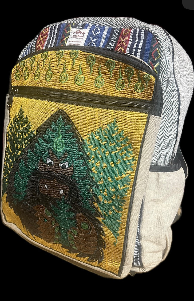 White Bigfoot Pattern Print Backpack